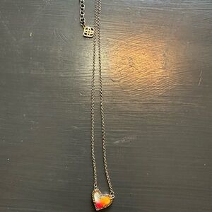 Kendra Scott silver necklace with multi-colored heart